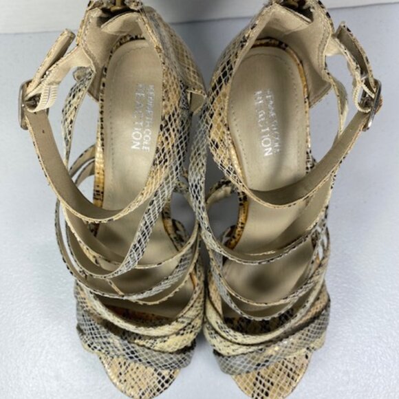 Kenneth Cole Reaction Sandals Women’s 8M Strappy Cork 4" Heel Open Toe Shoe - Picture 7 of 15